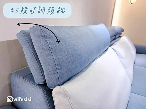 多段式可調頭枕特寫,提供頭頸支撐與舒適性
