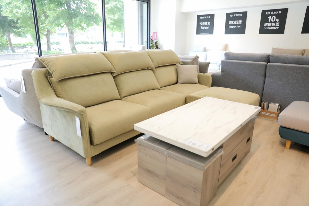 愛加沙發奧地利Austria系列-大器綠色L型手工沙發展示